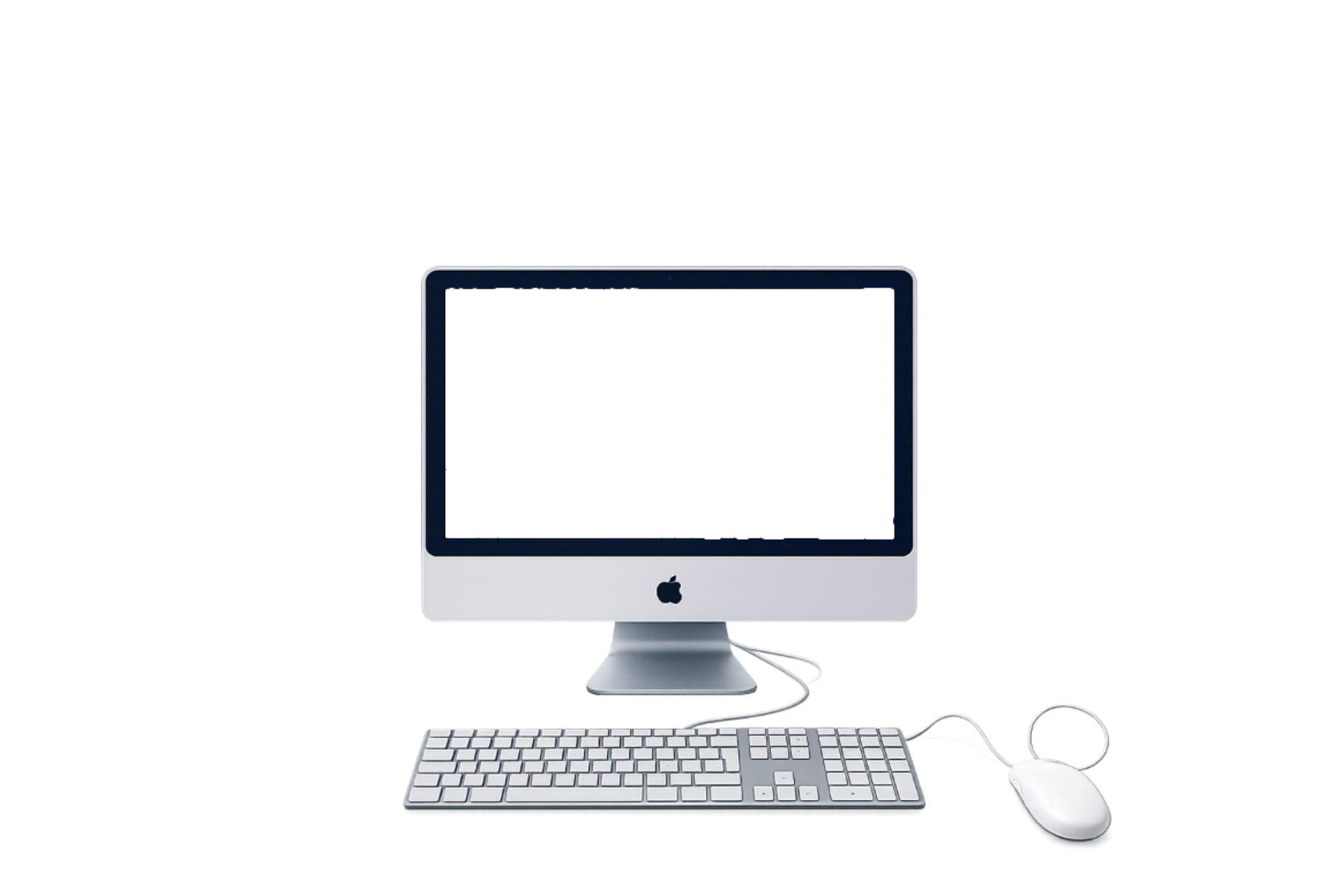 Older iMac with a blank screen, ready to be upgraded to the latest macOS
